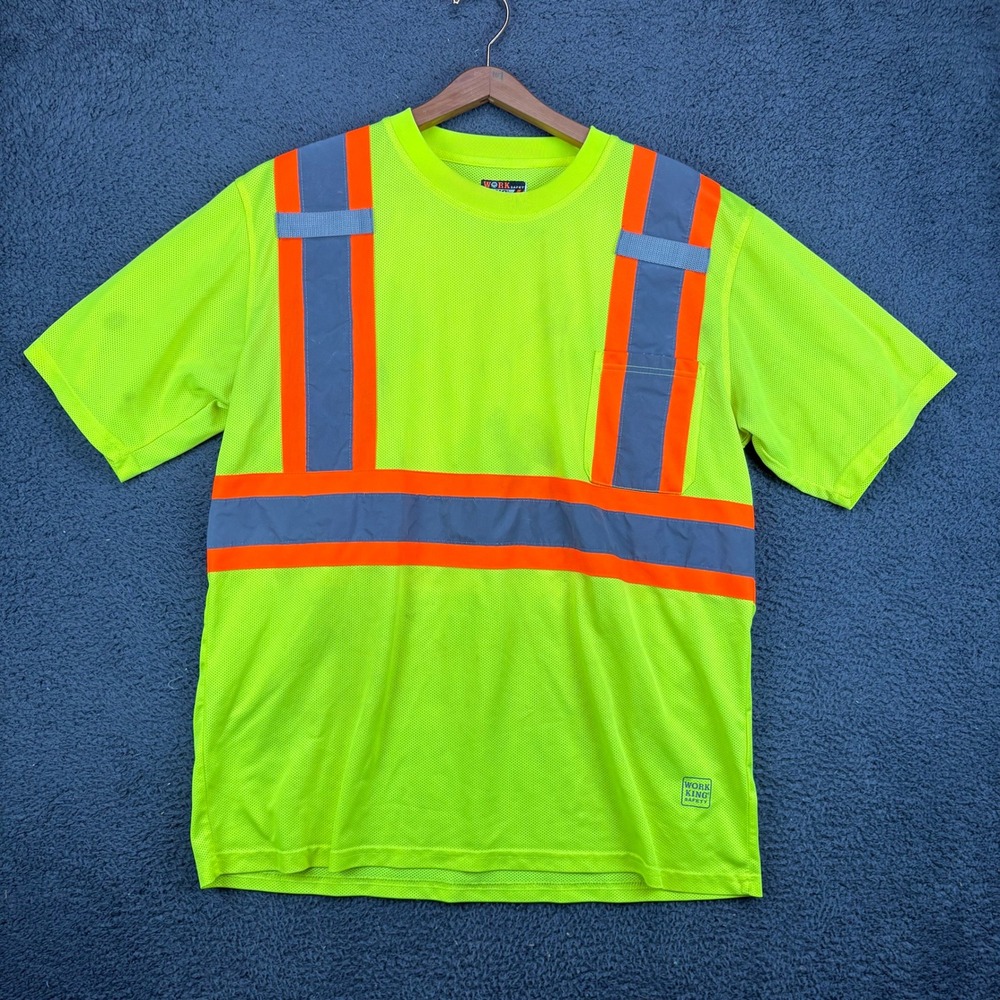 Work King Safety Mens XL Hi-Vis Reflective Mesh T-Shirt Neon Yellow Orange